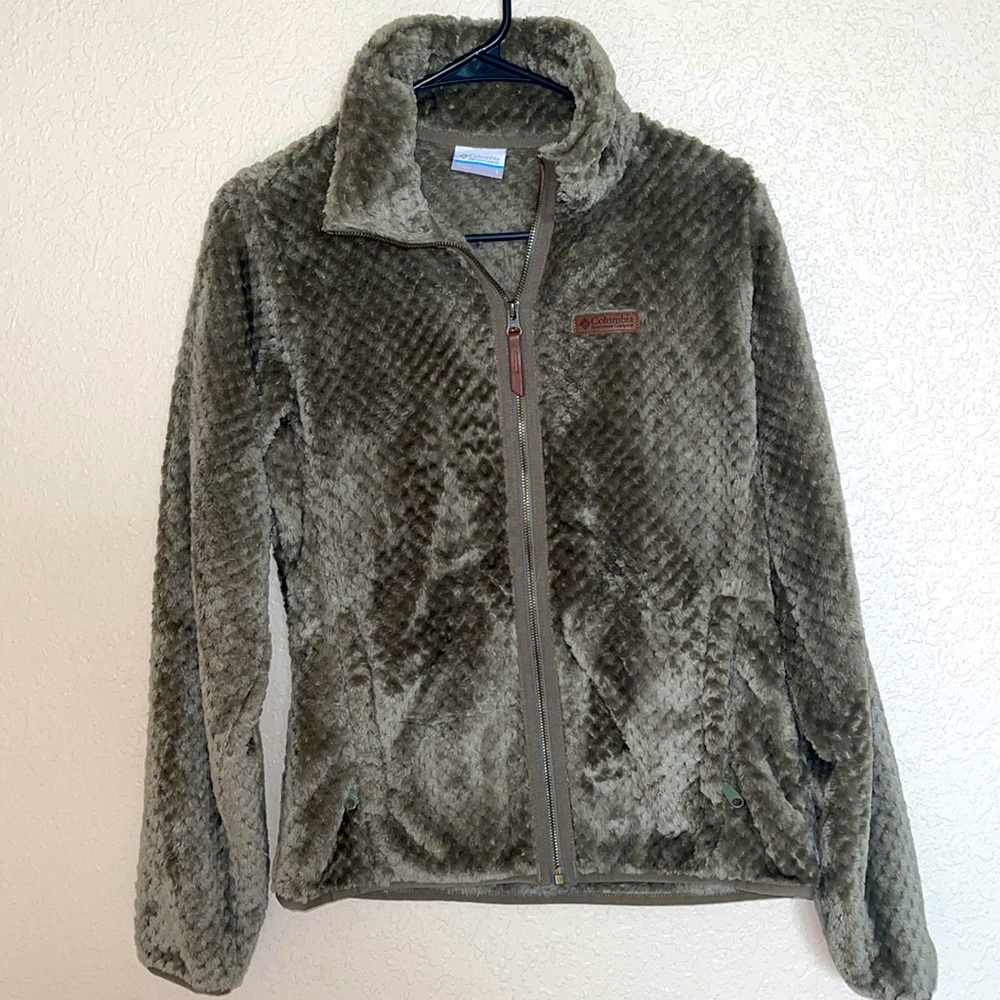 Columbia zip up fuzzy sweater - women’s size small